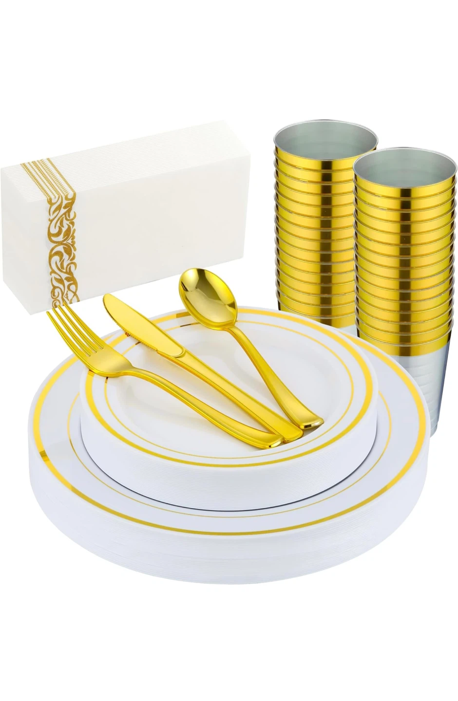 Disposable Plastic Plates & Cutlery Set for 25 Guests