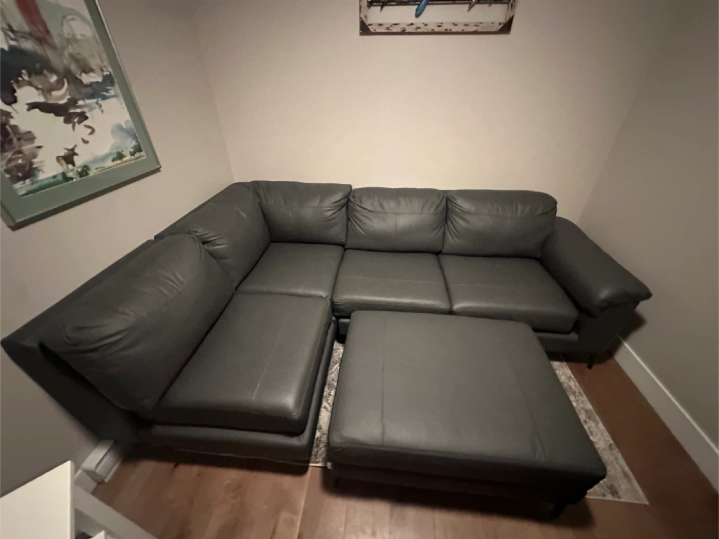 Lazy-Boy Gray Leather Sectional - Sedona/AV714854