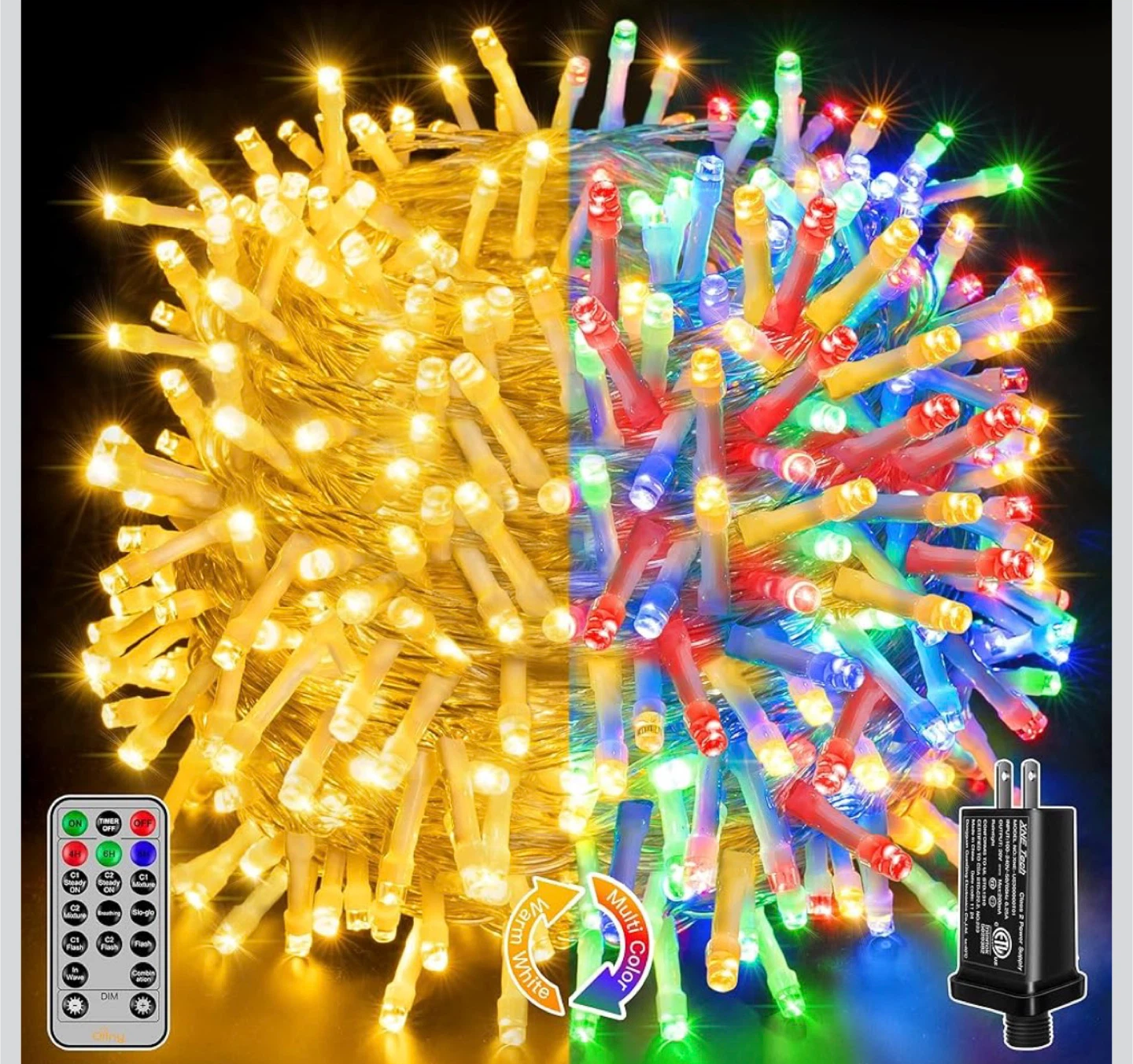 Ollny Christmas Lights 210FT 640LED Clear Wire - photo 2