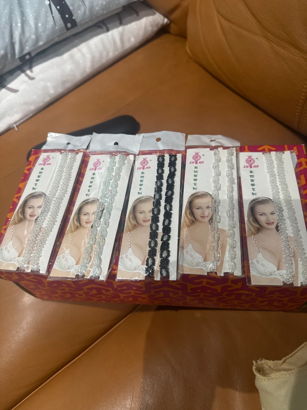 5 Pack Bra Straps - Clear, Black, White Beads