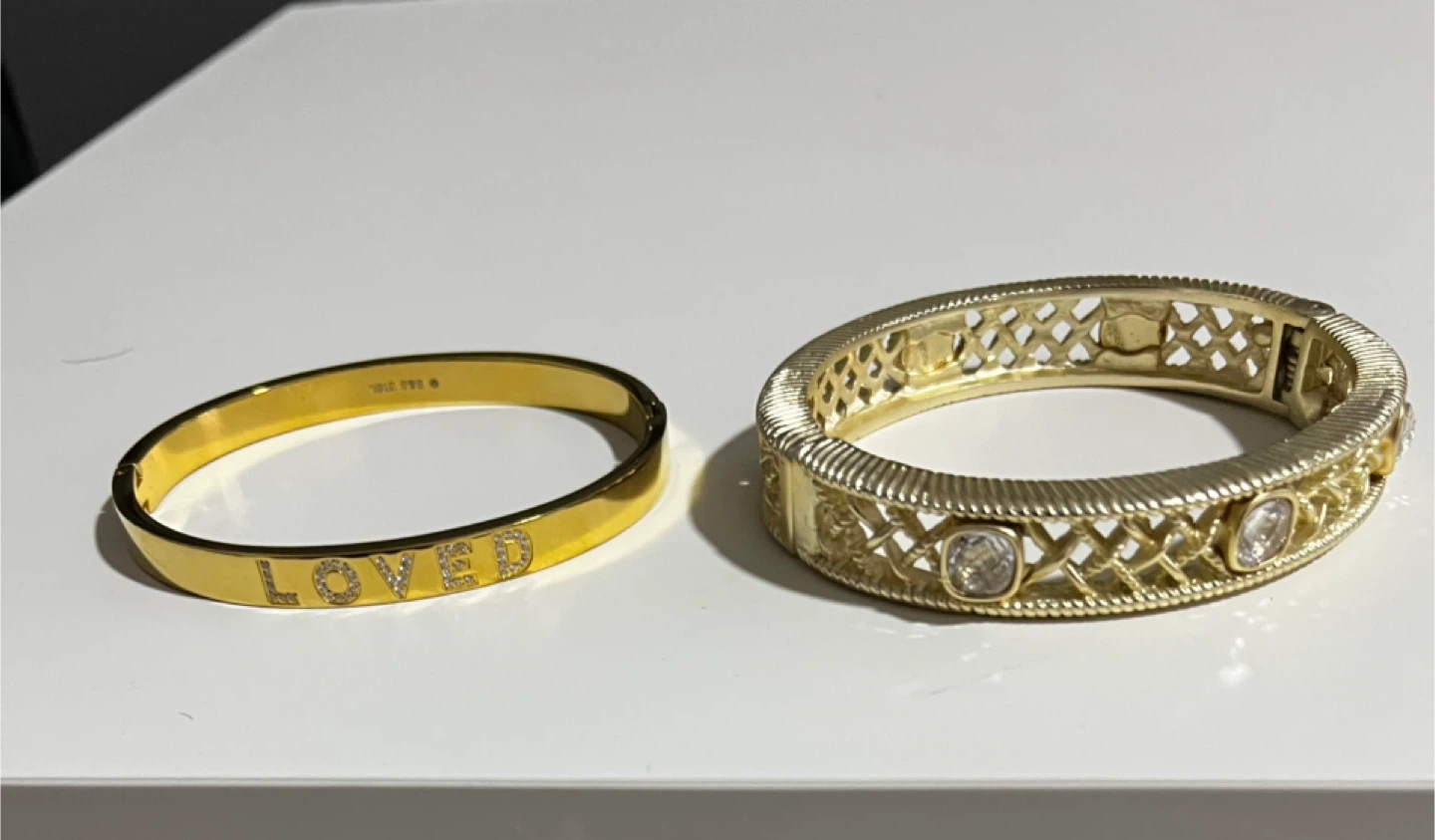 Gold-tone Bracelets with "Loved" inscription