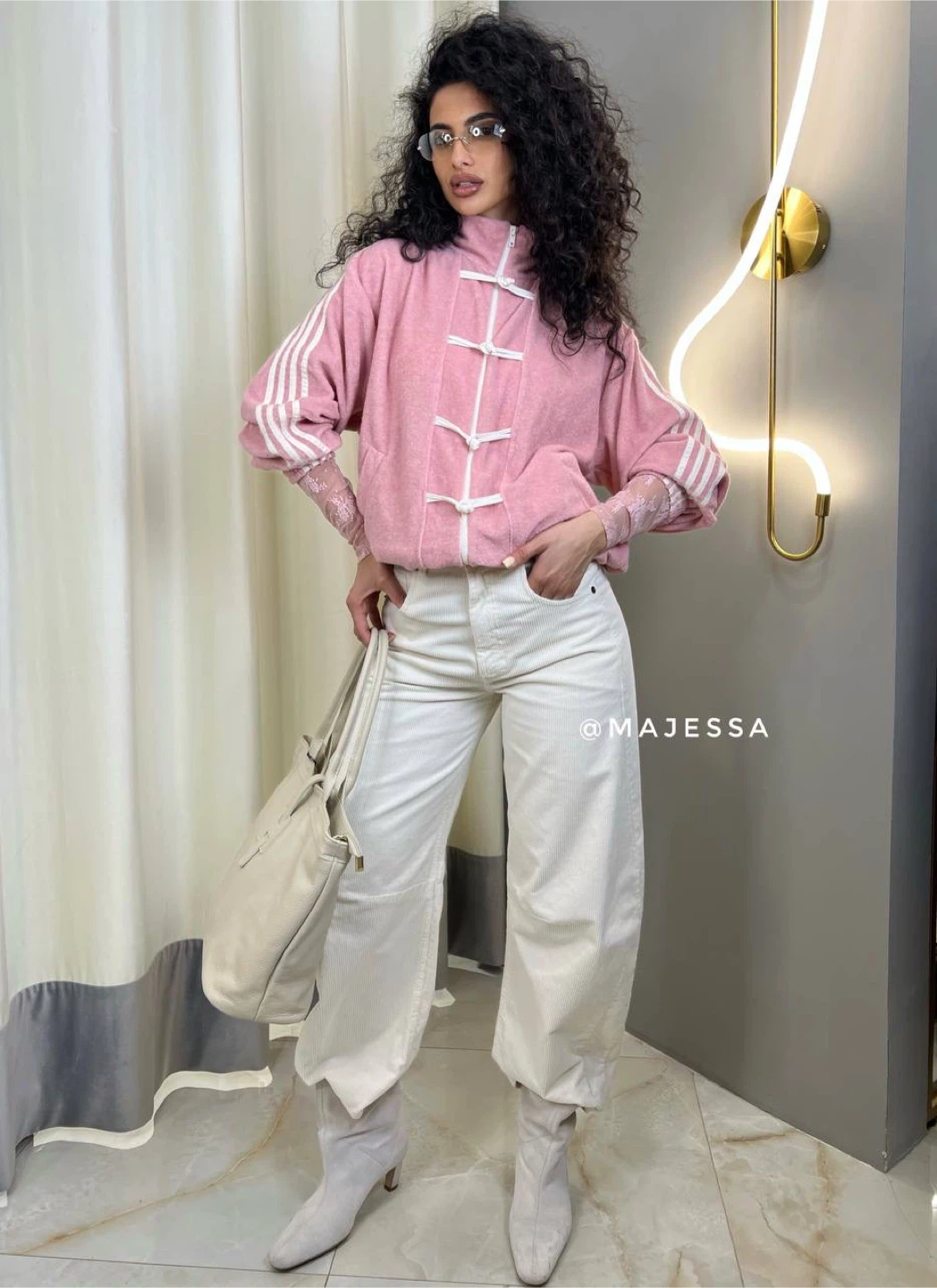 Pink Adidas Track Jacket with Lace Details - photo 2