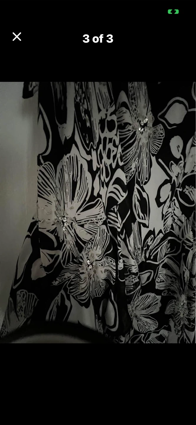 Black and White Floral Layered Maxi Dress with Embellishments - photo 3