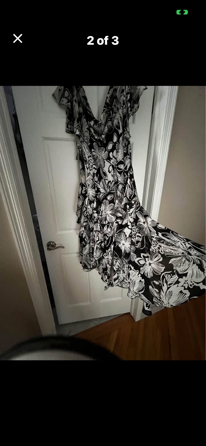Black and White Floral Layered Maxi Dress with Embellishments - photo 2