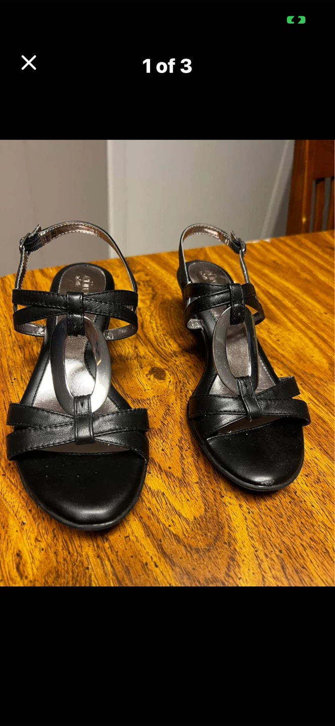 White House Black Market Black Strappy Wedge Sandals