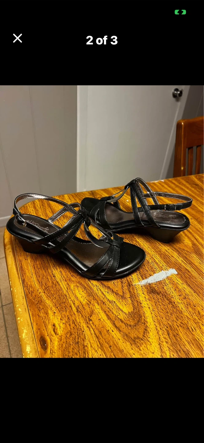 White House Black Market Black Strappy Wedge Sandals - photo 2
