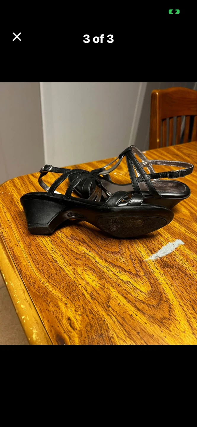 White House Black Market Black Strappy Wedge Sandals - photo 3
