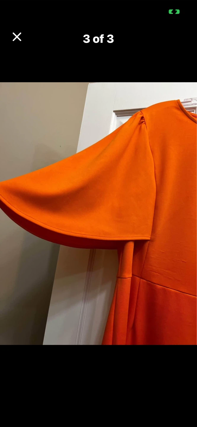Orange Sheath Dress with Flutter Sleeves - photo 2