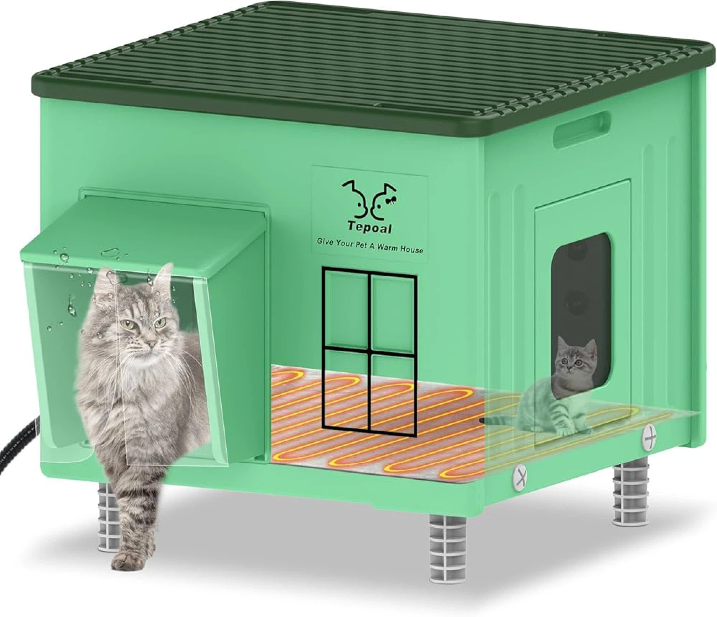 Heated Outdoor Cat House 17.7x15x17.5 in