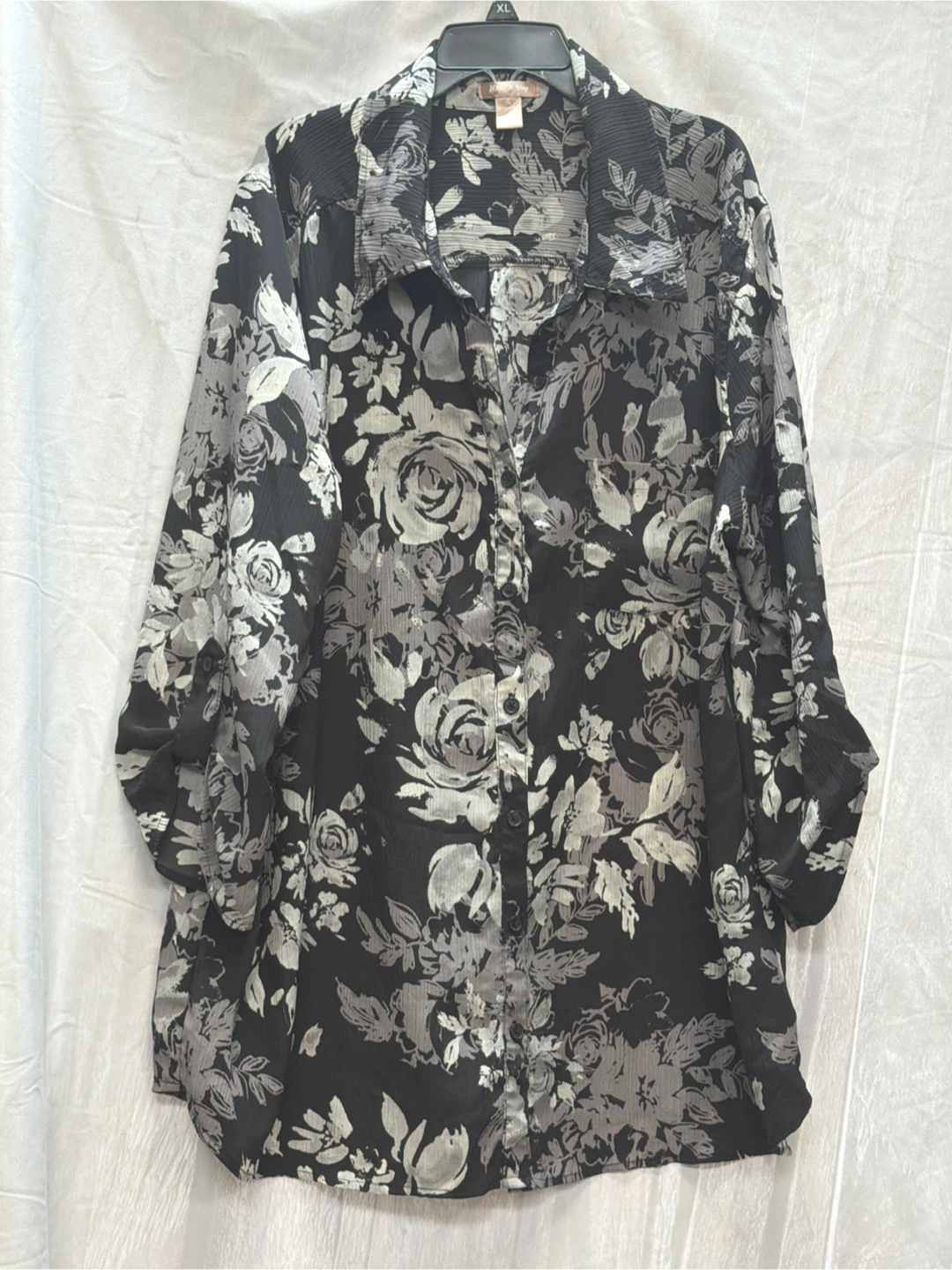 White Stag Women's Floral Print Button-Up Shirt 2X