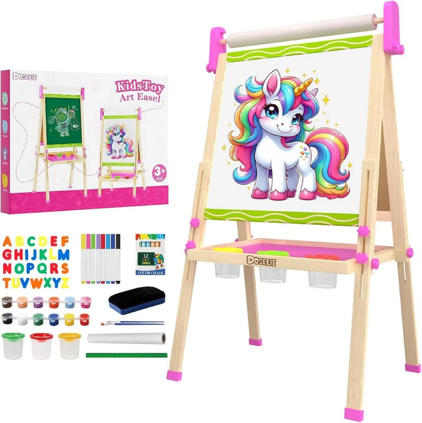 Kids Easel: Double-Sided Whiteboard Chalkboard