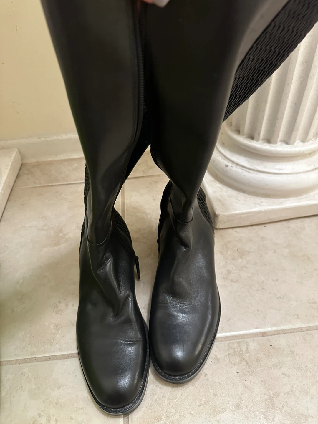 Cole Haan Black Leather Boots with Elasticated Shaft