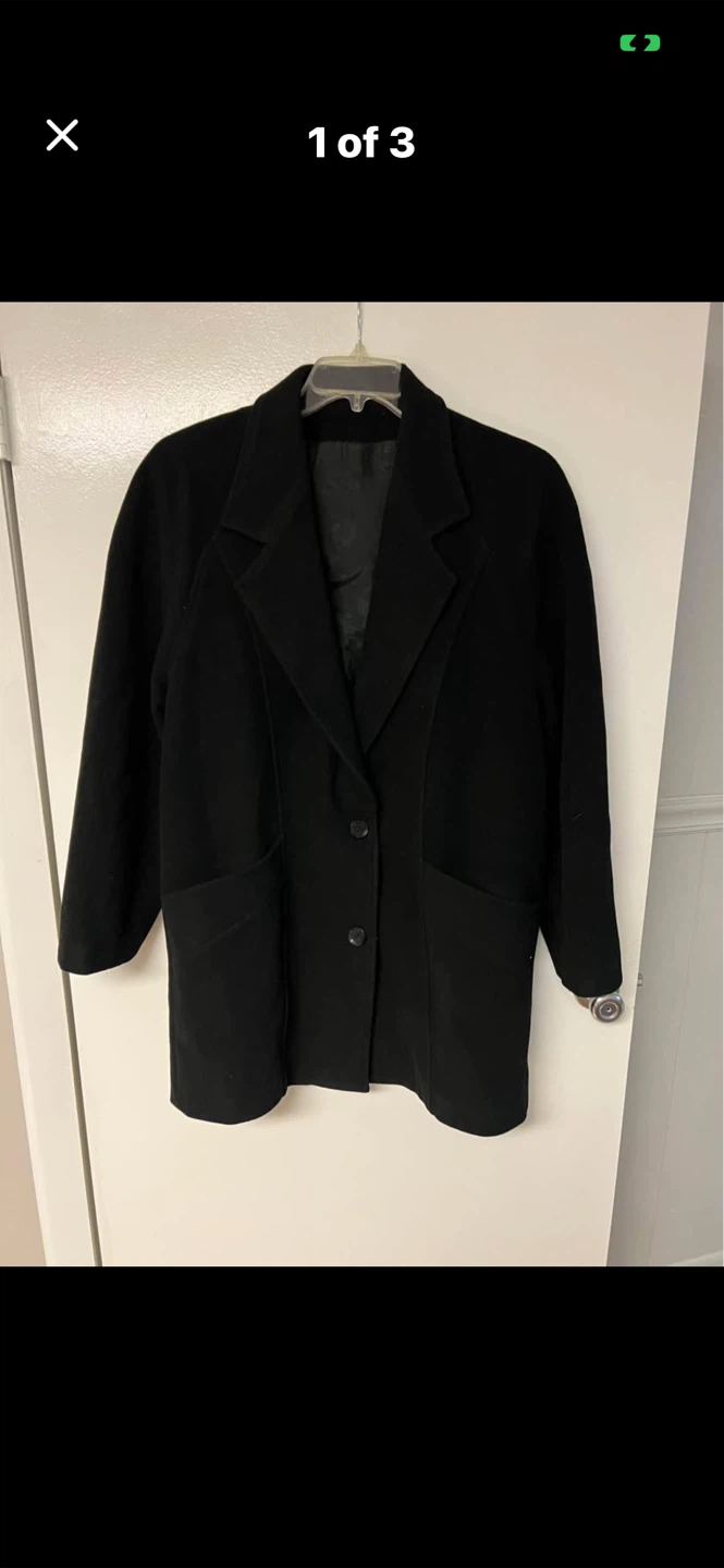 Landotex Black Wool Blend Blazer Coat