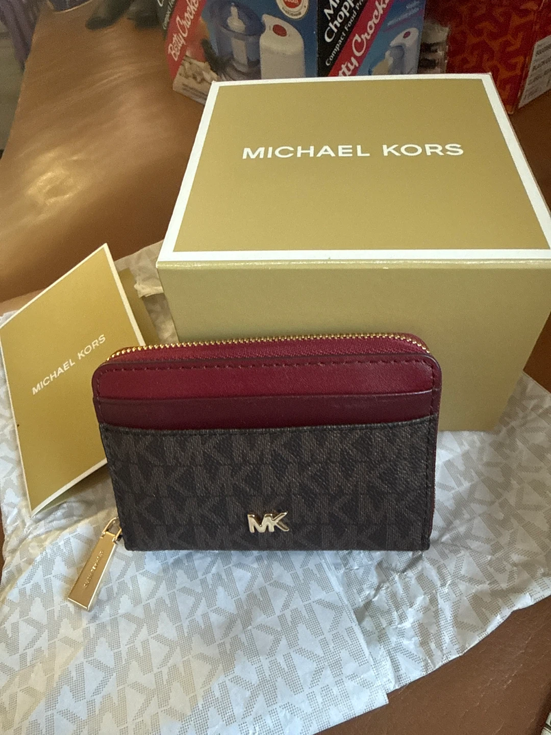 Michael Kors MK Signature Zip Card Holder Wallet