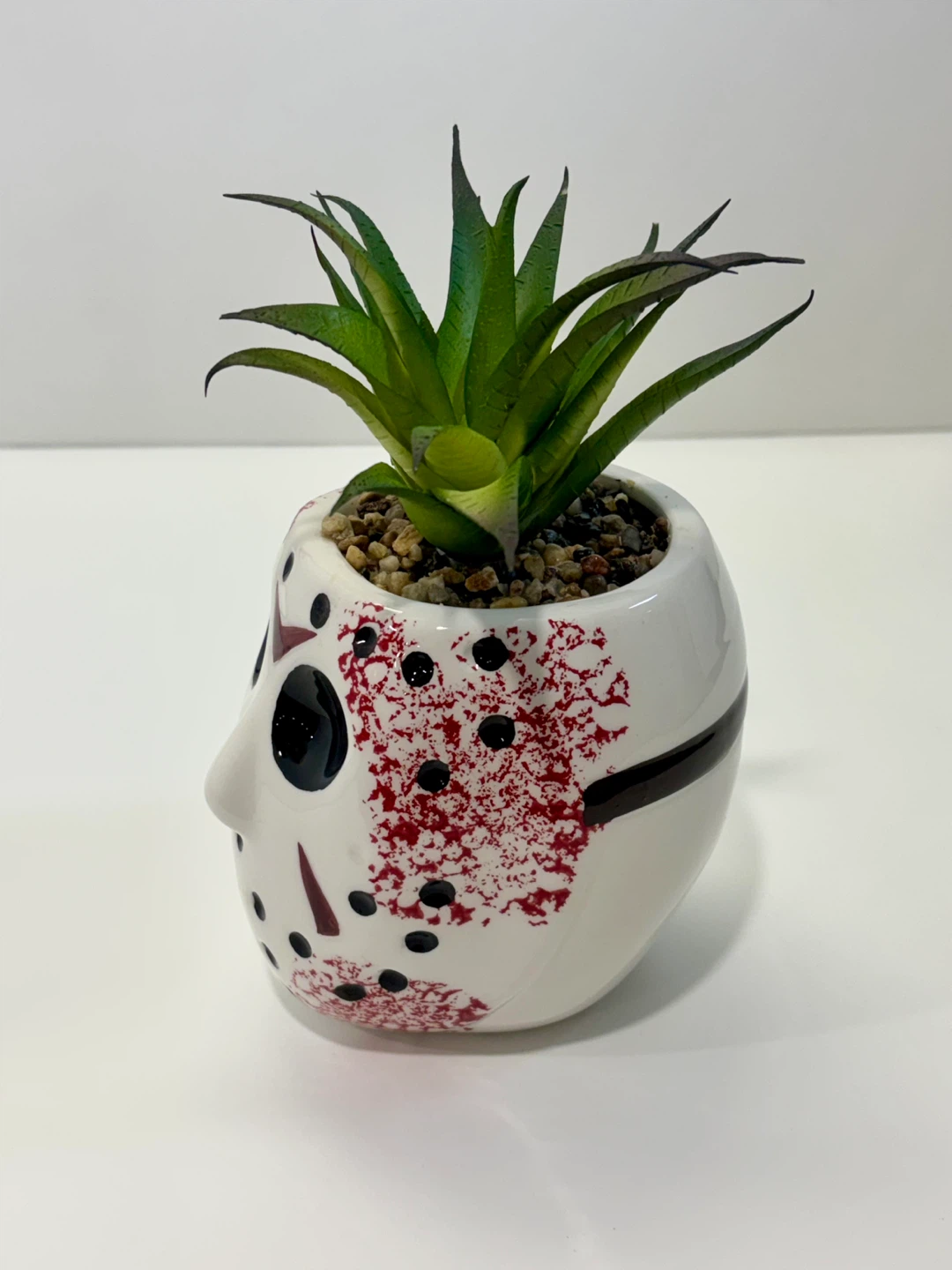 Jason Mask Planter with Faux Succulent - photo 2