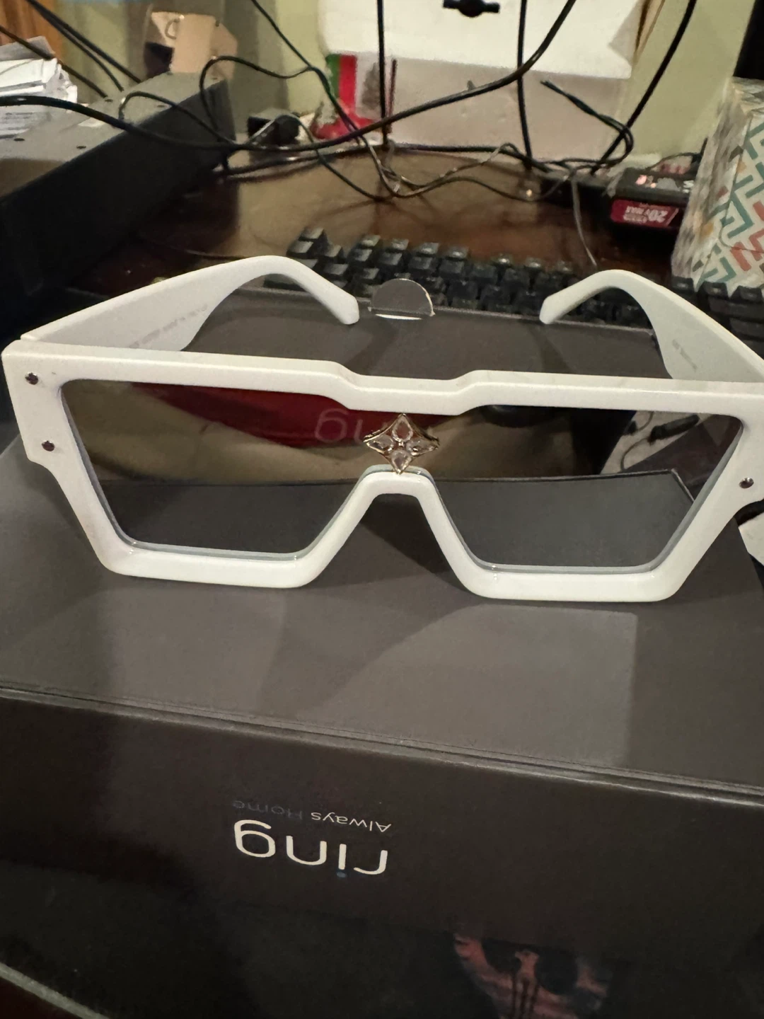 White Louis Vuitton Style Sunglasses