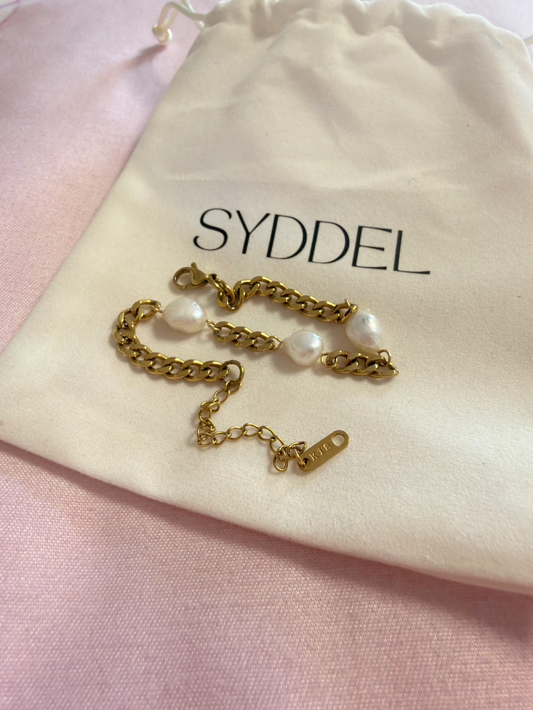 SYDDEL Gold 18k dipped Chain freshwater Pearl Bracelet - photo 2