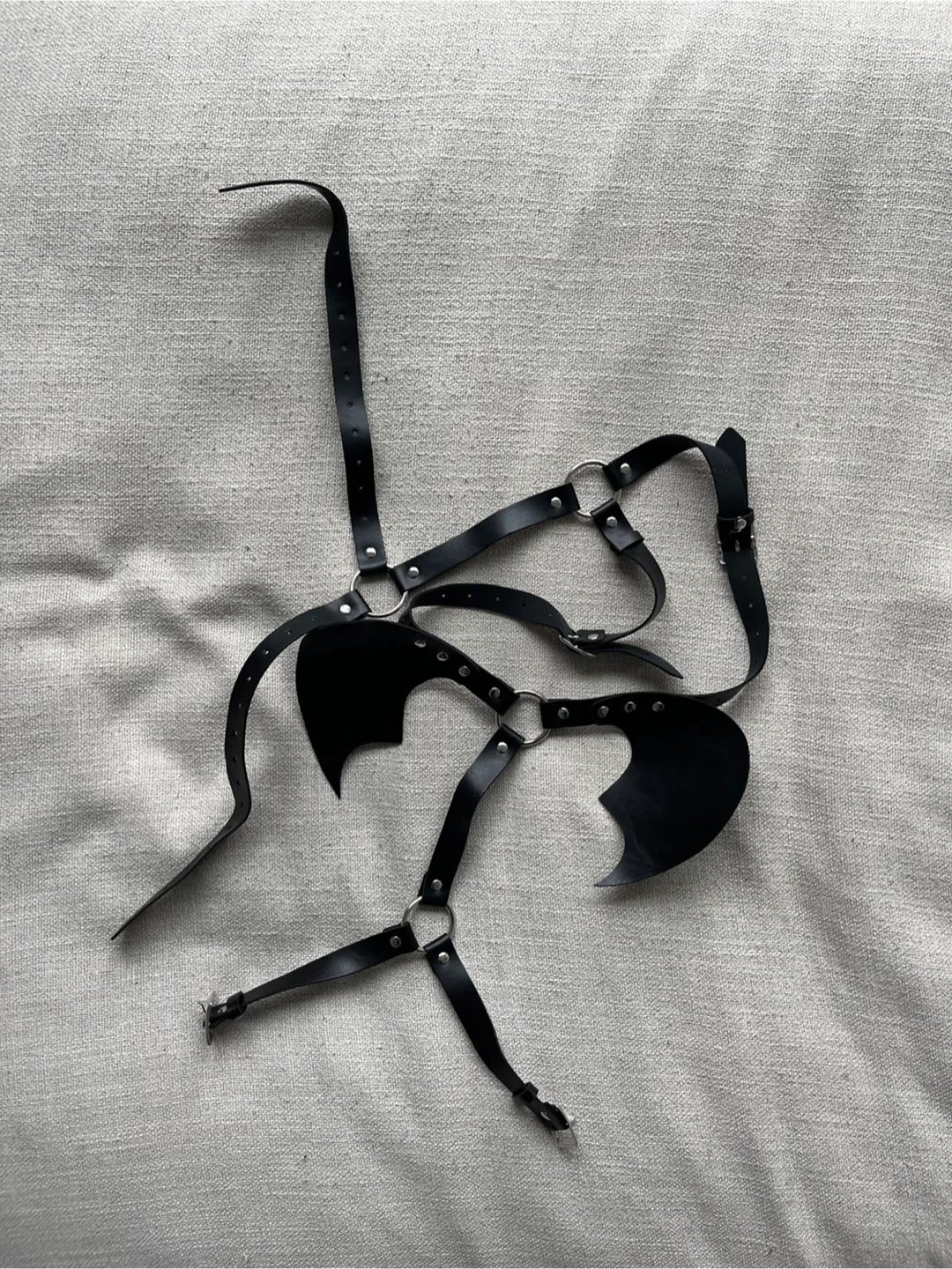 Black Leather Bat Wing Chest Harness