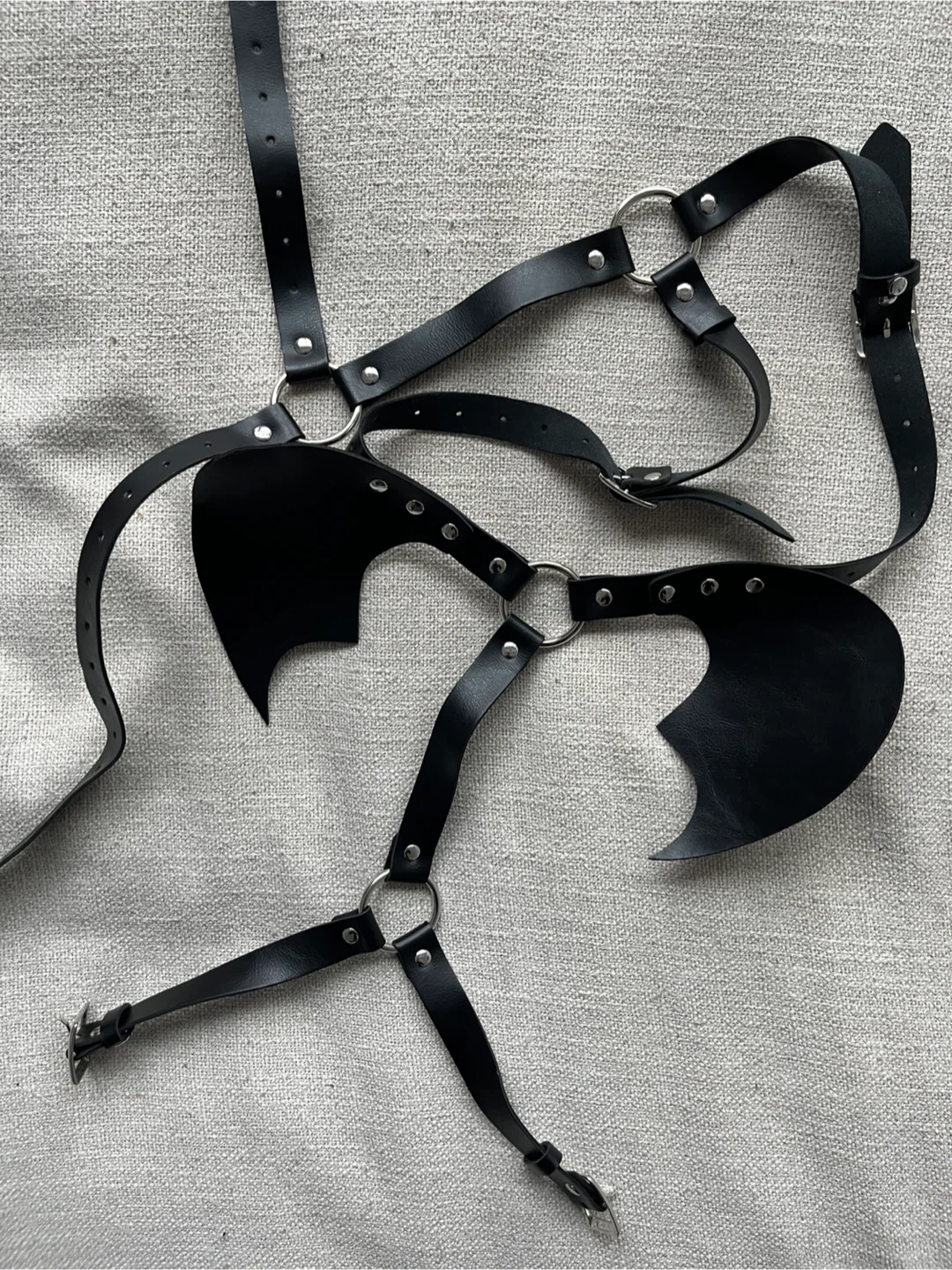 Black Leather Bat Wing Chest Harness - photo 2