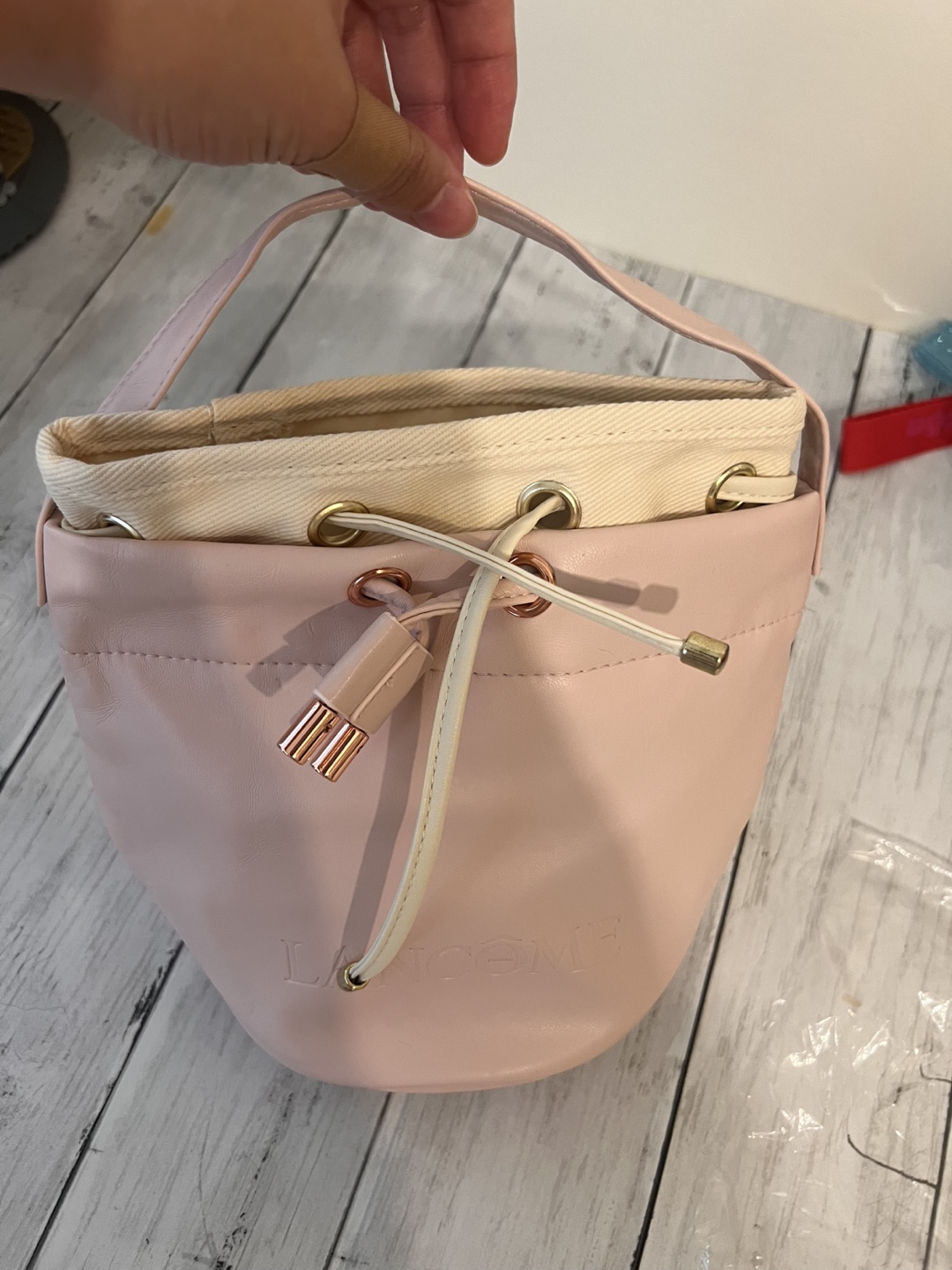 Lancôme Pink Bucket Bag Cosmetic Pouch
