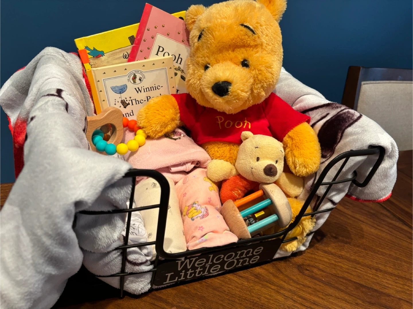 Winnie the Pooh Baby Gift Basket with Plush, Books, and Blanket
