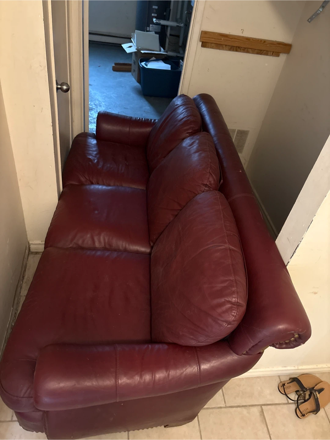 Burgundy Leather Couch