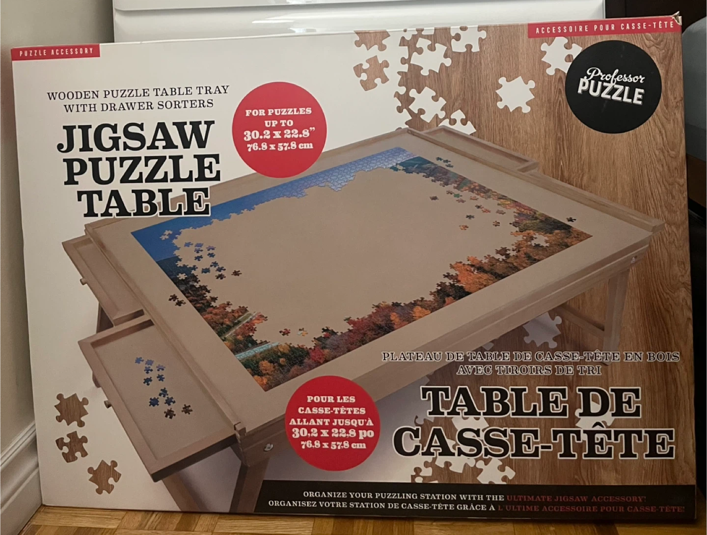 Professor Puzzle Wooden Jigsaw Puzzle Table with Drawer Sorters