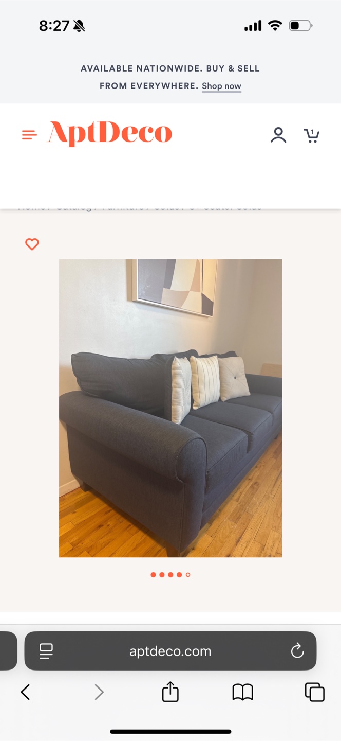 Navy Blue Sofa with Accent Pillows - photo 2