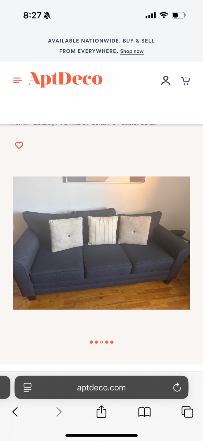 Navy Blue Sofa with Accent Pillows - photo 4
