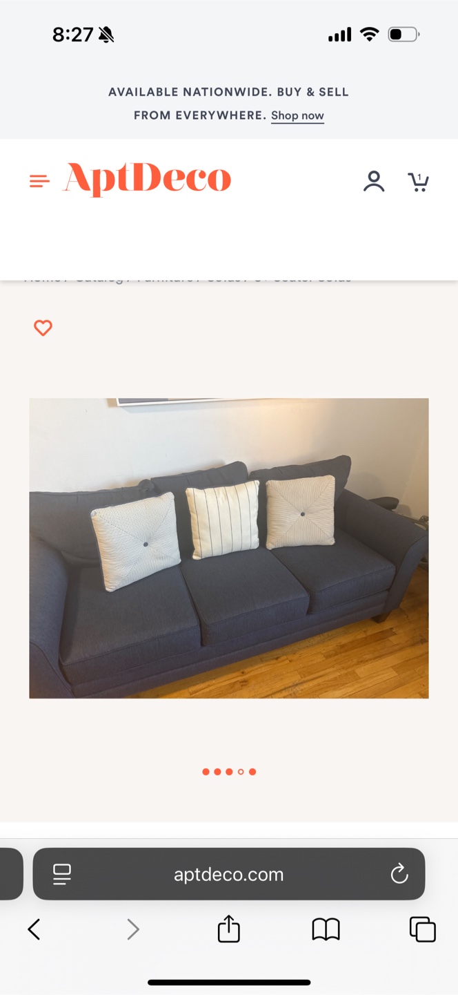 Navy Blue Sofa with Accent Pillows - photo 3
