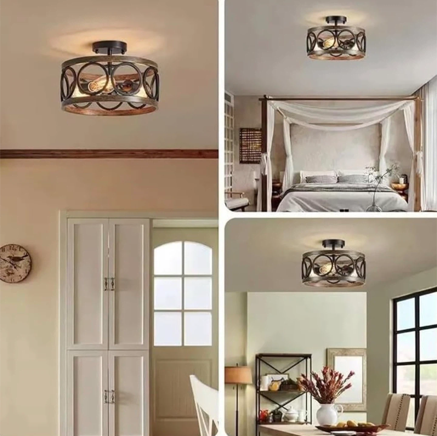 Farmhouse Drum Mount Ceiling Light - photo 2