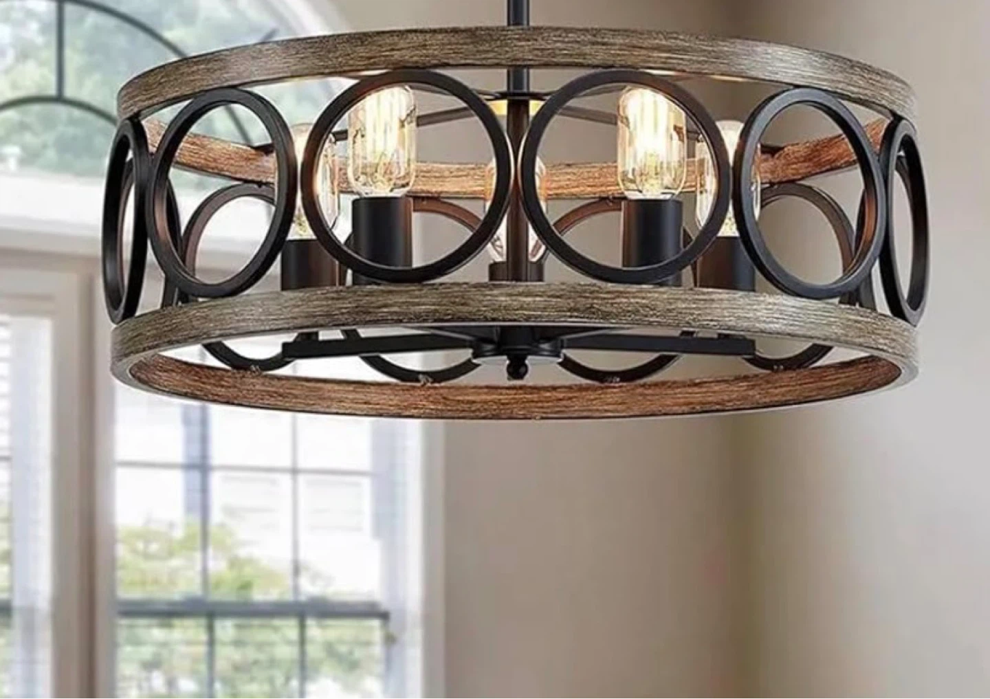 Farmhouse Drum Mount Ceiling Light