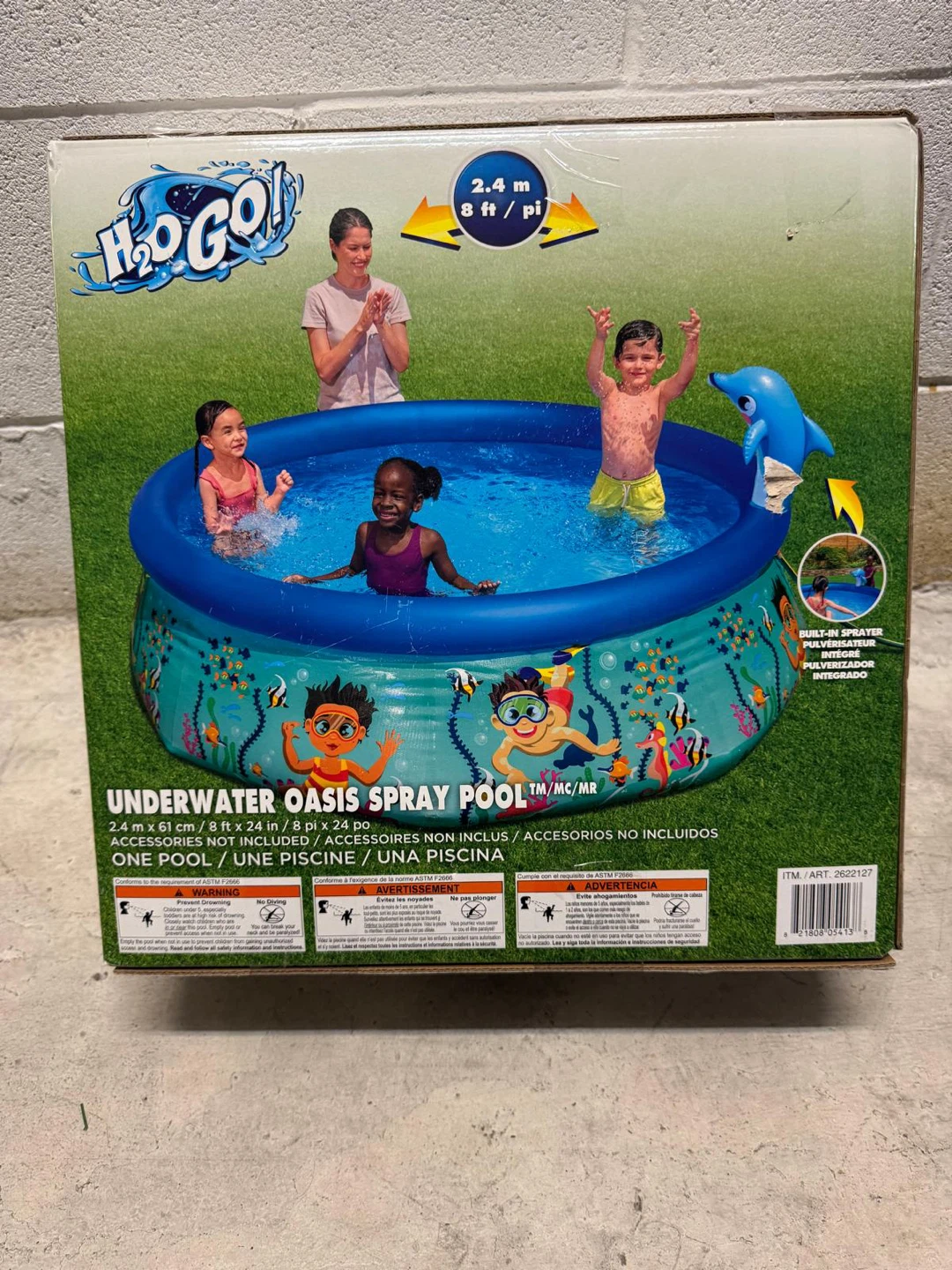 H2OGO! Underwater Oasis Spray Pool 8 ft and beach set bundle