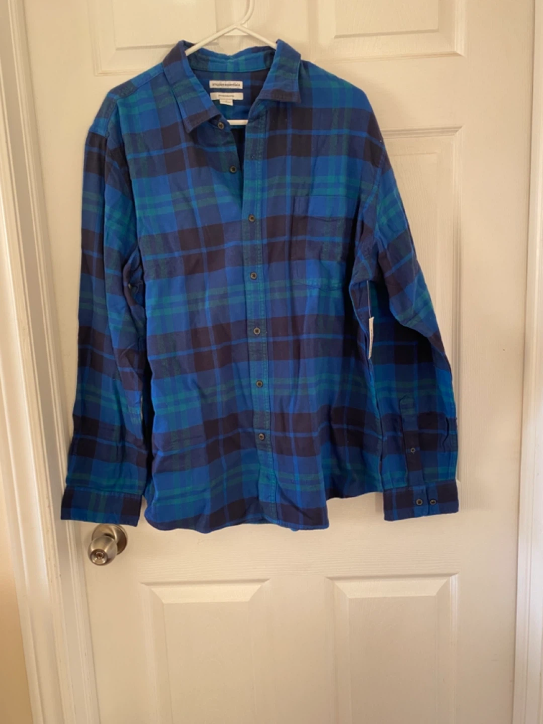 Amazon Essentials Men's Flannel Shirt - Blue Plaid - XL