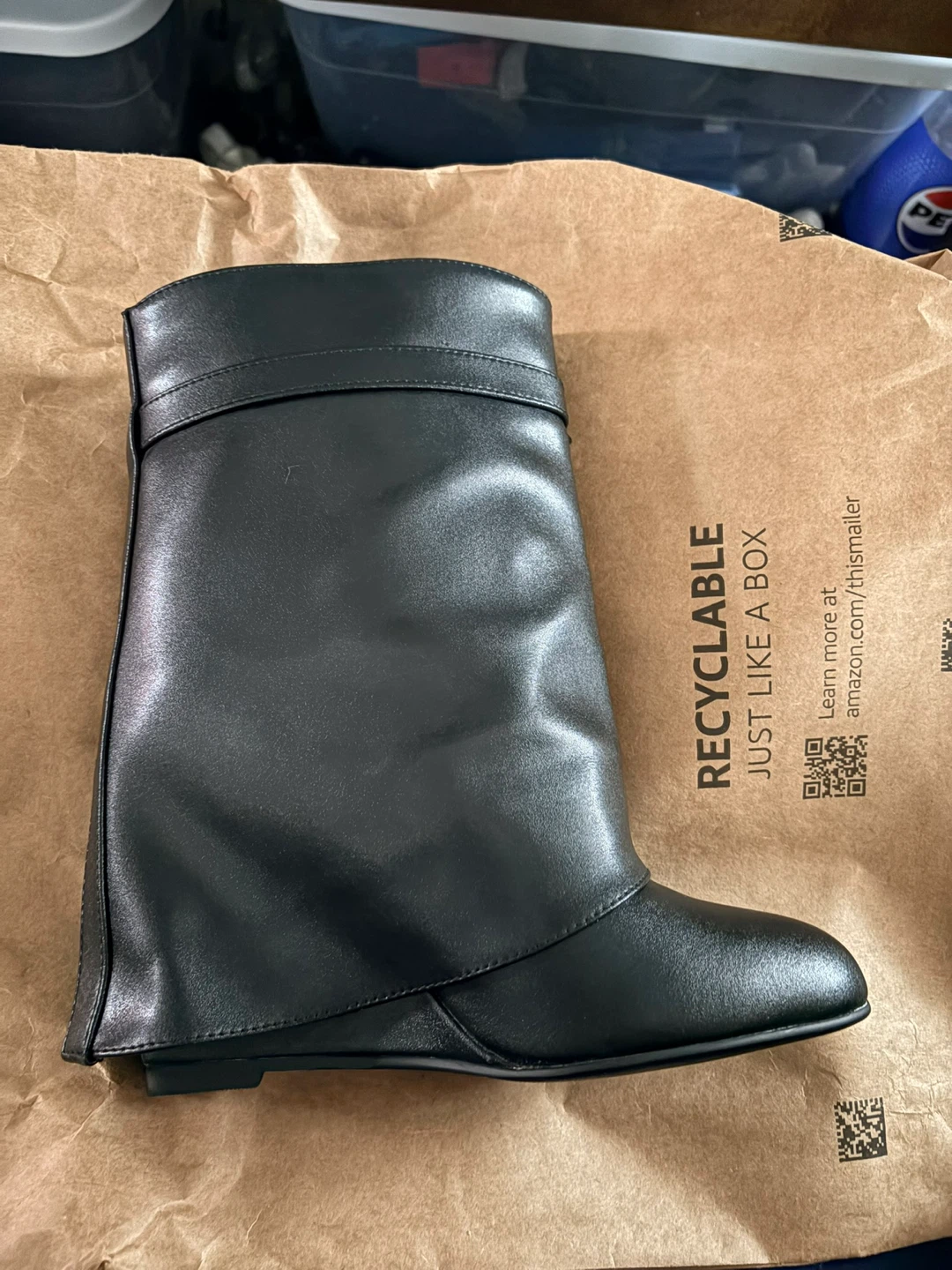 Black Wedge Boots with Lock Detail - Size 39 - photo 5