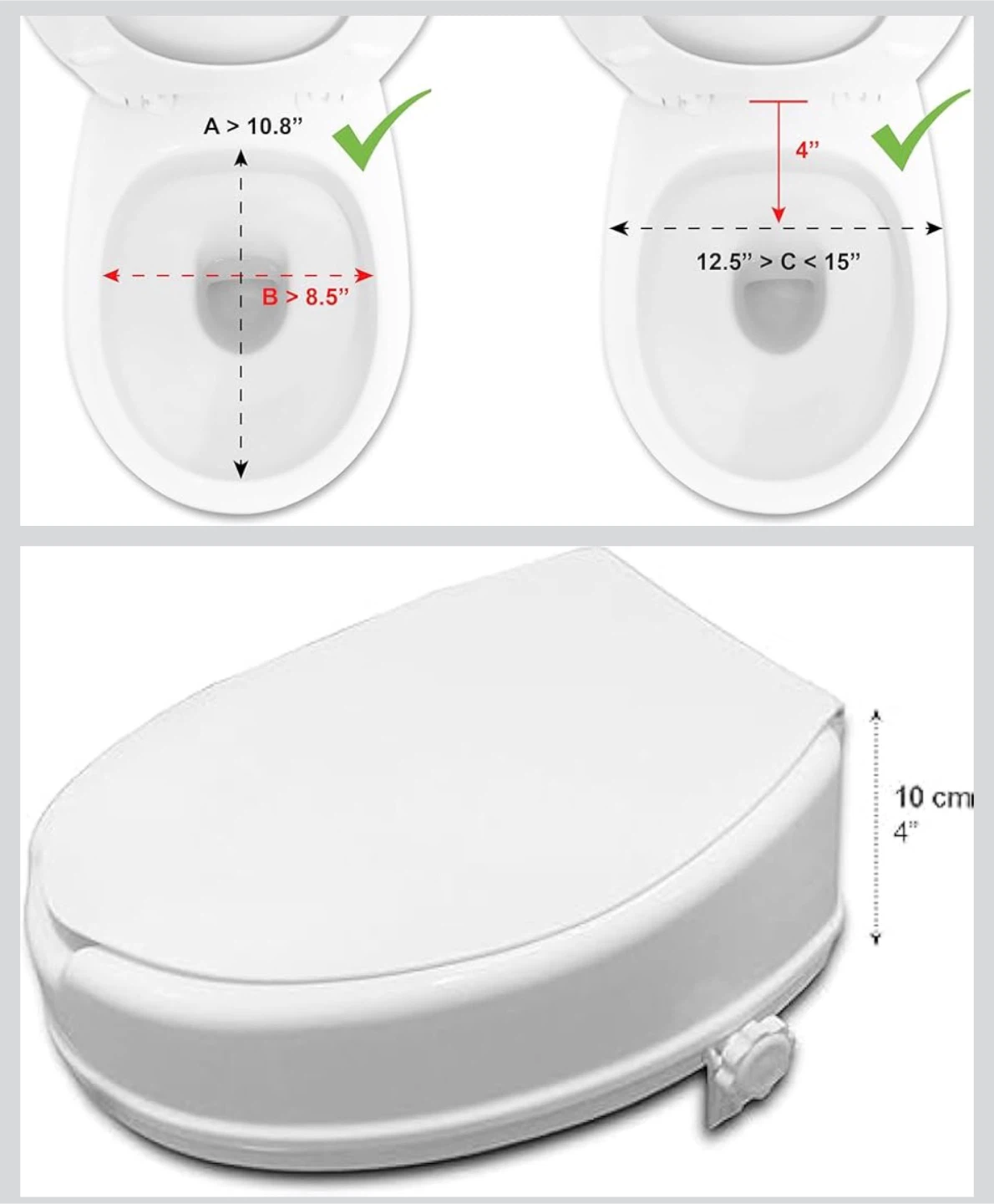 White Toilet Seat Riser 4-Inch - photo 3