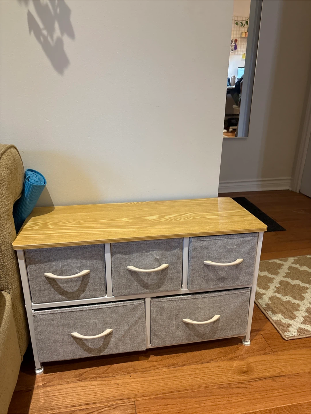 Fabric Drawer Dresser with Wood Top