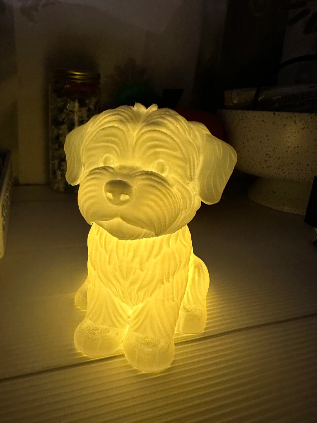 Mini Dog Shaped silk white decoration and Night Light