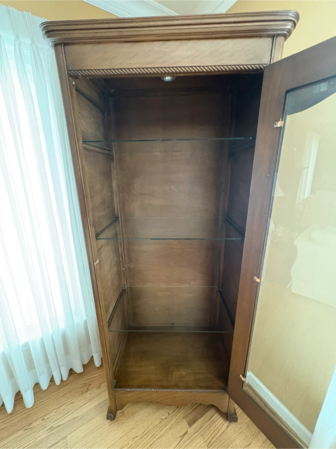 Wooden Display Cabinet with Glass Door and Interior Light