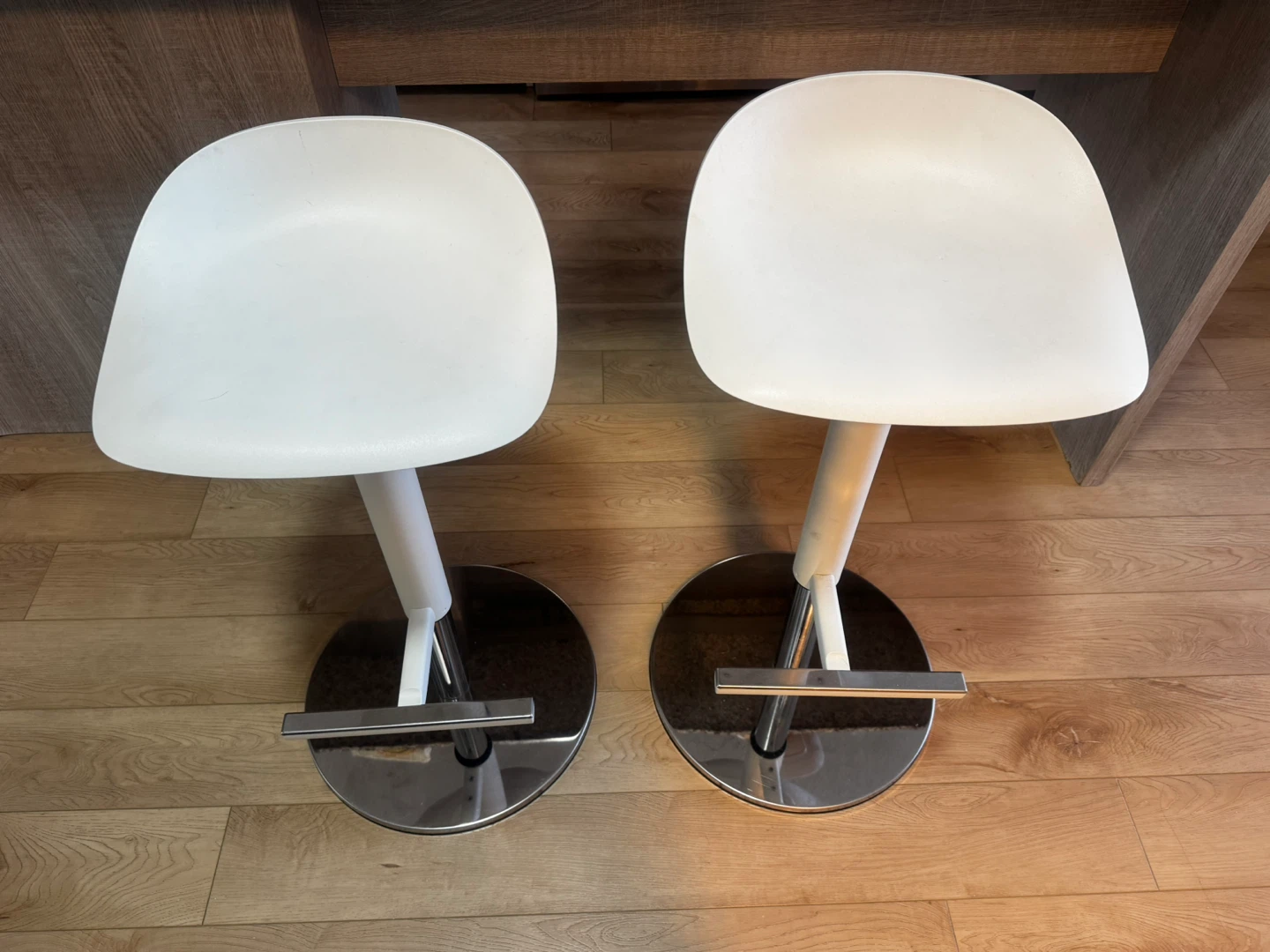 White Adjustable Bar Stools (Set of 2)