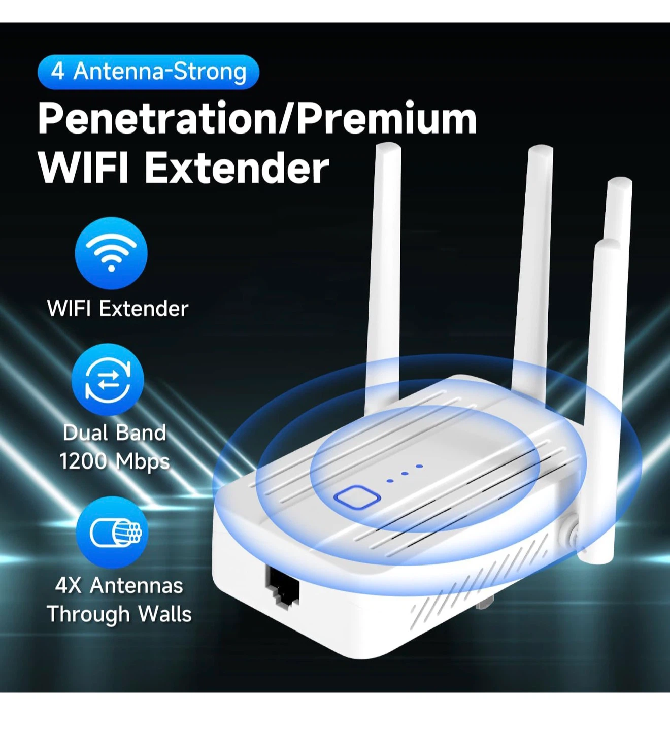 4 Antenna-Strong WiFi Extender - Dual Band 1200 Mbps WE3