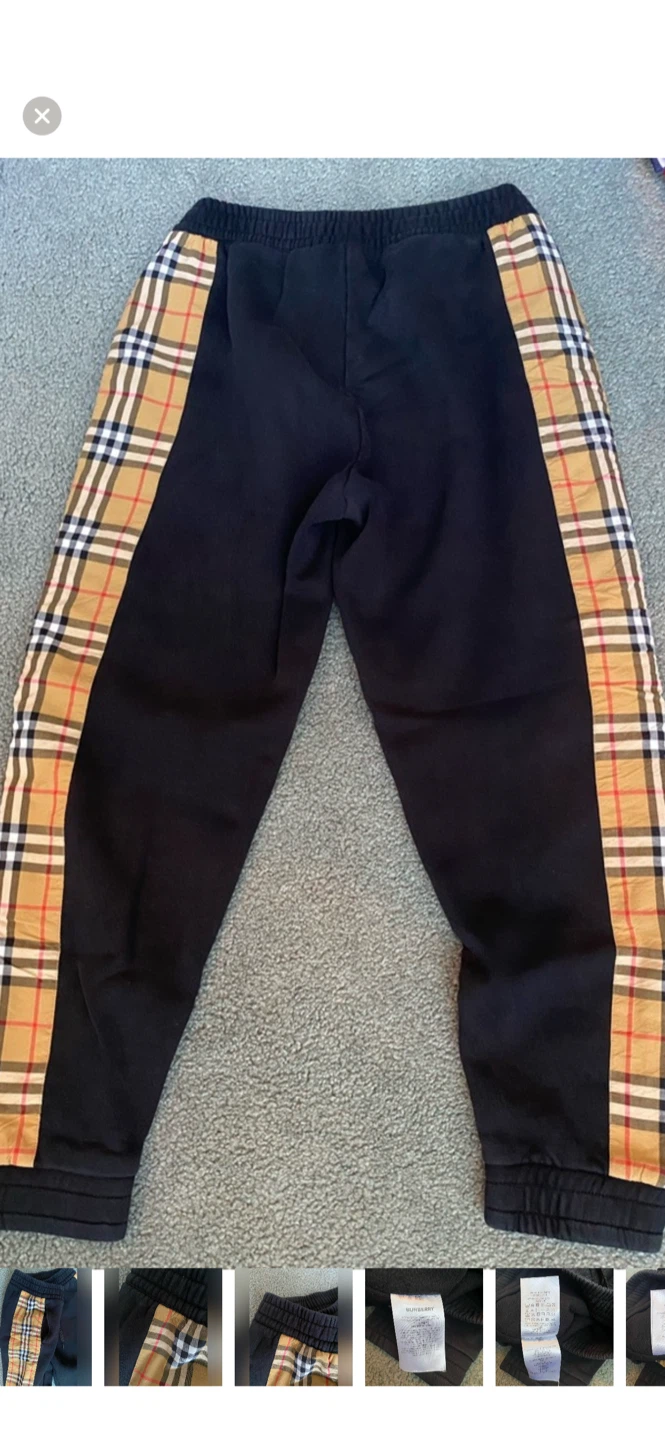 Burberry Track Pants with Iconic Check Side Stripe