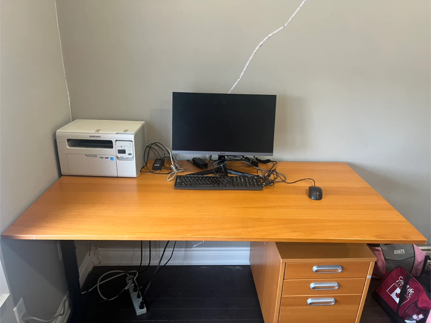 Office desk with three drawer cabinet