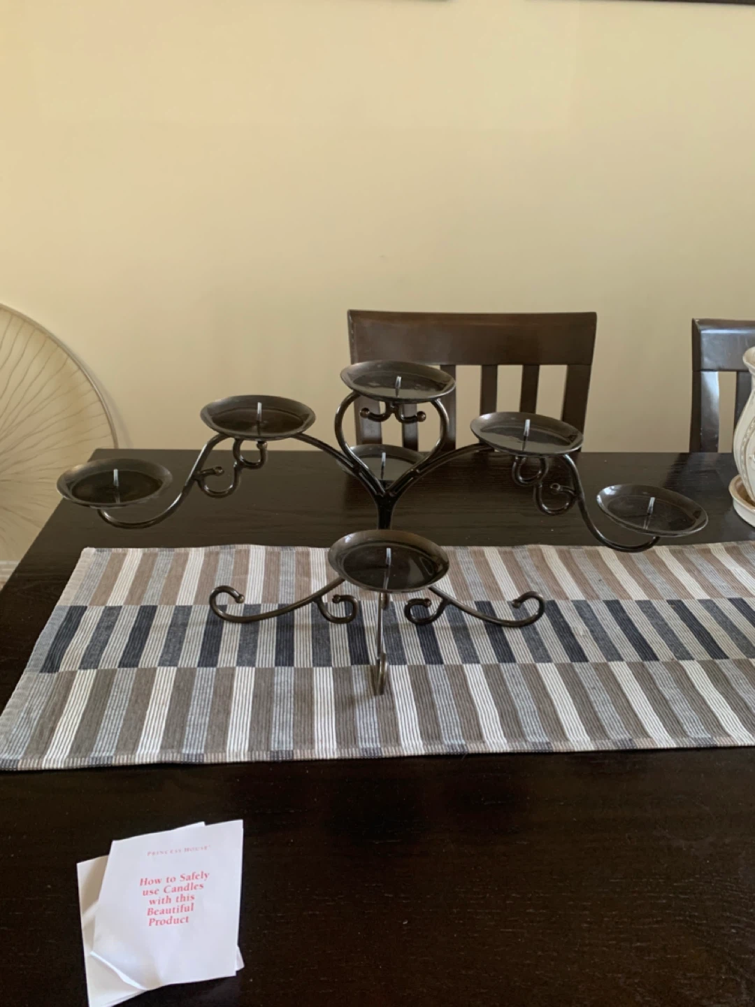 Black-bronze Metal 7-Candle Candelabra