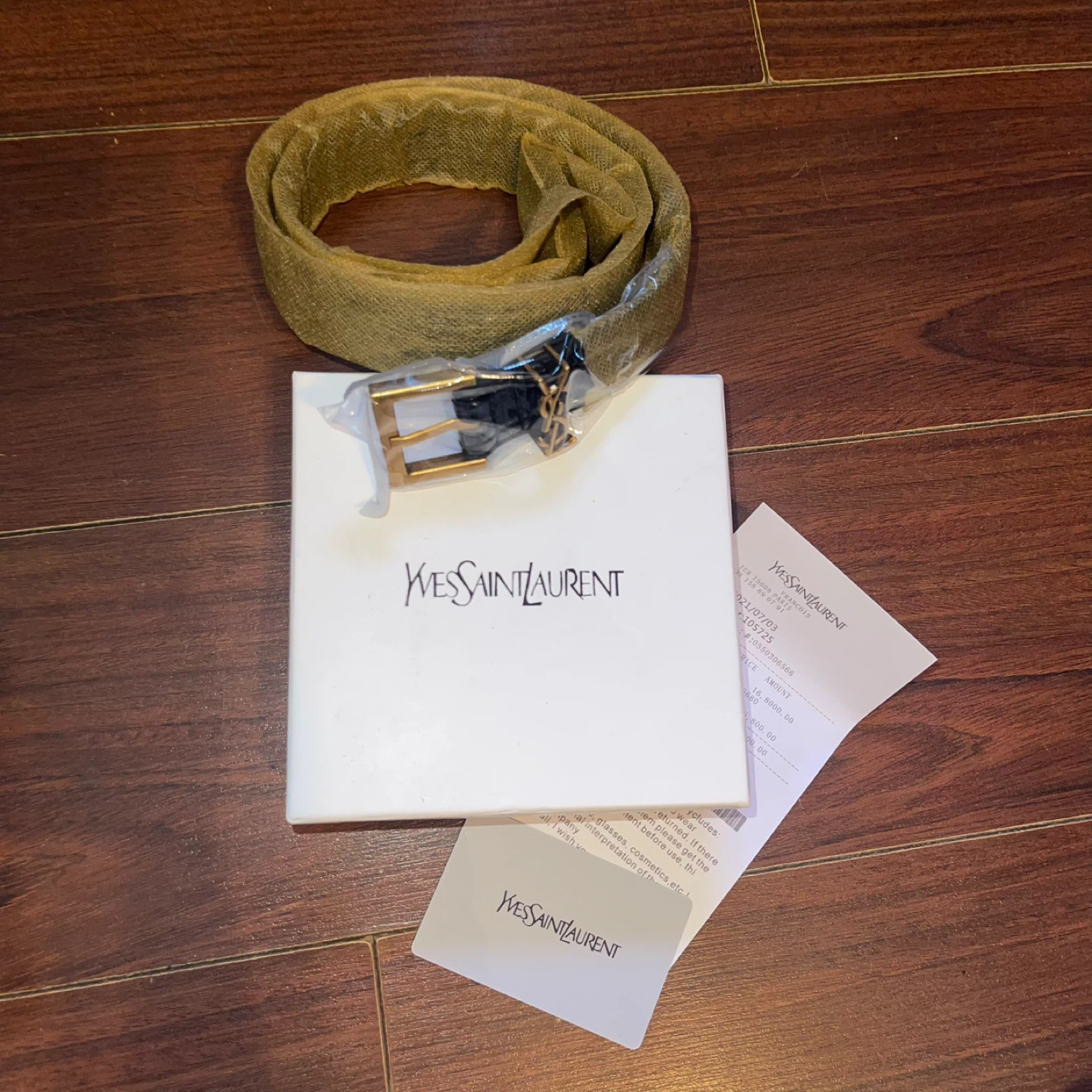 Yves Saint Laurent Gold Metallic Woven Belt