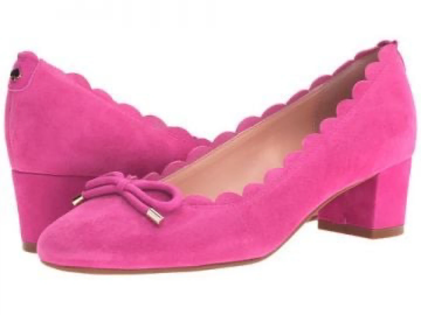 Kate Spade Pink Suede Scalloped Heels 7.5