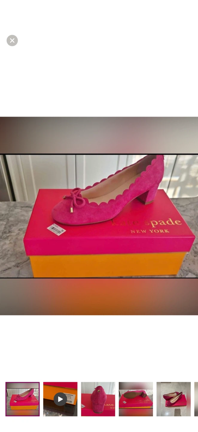 Kate Spade Pink Suede Scalloped Heels 7.5 - photo 2