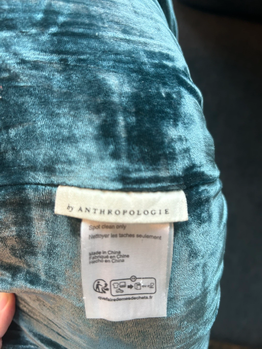 Anthropologie Teal Velvet Round Pillow - photo 2
