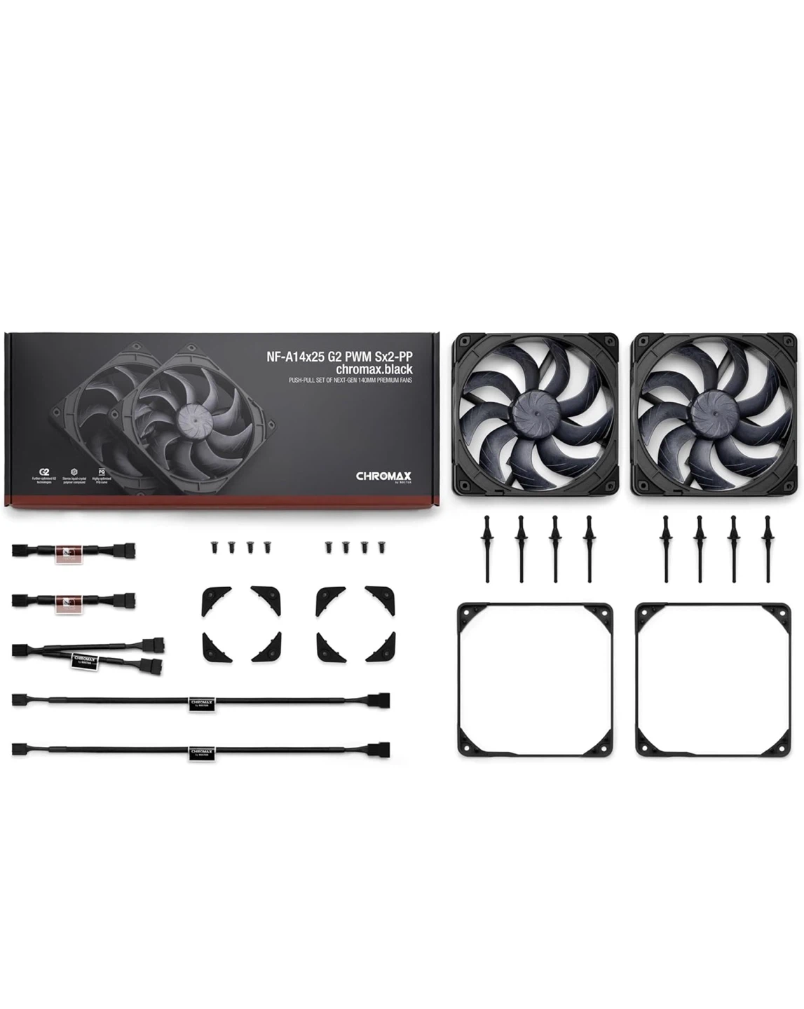 Noctua NF-A14x25 PWM chromax.black.swap 140mm Dual Fan NP2 - photo 4