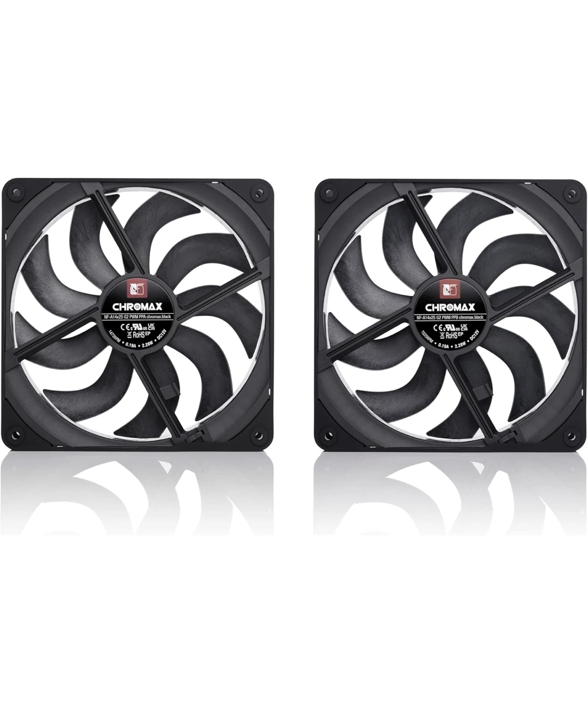 Noctua NF-A14x25 PWM chromax.black.swap 140mm Dual Fan NP2 - photo 3